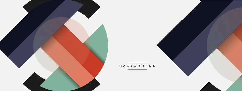 Geometric shapes composition abstract background. Circles lines and rectangles 스톡 일러스트
