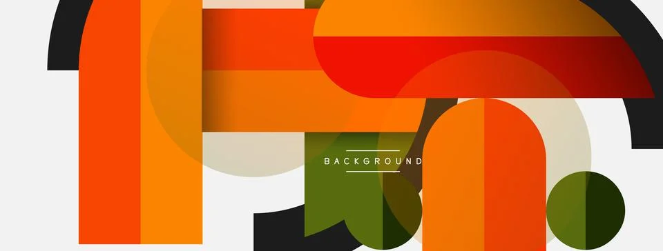 Geometric shapes composition abstract background. Circles lines and rectangles Stock Illustration