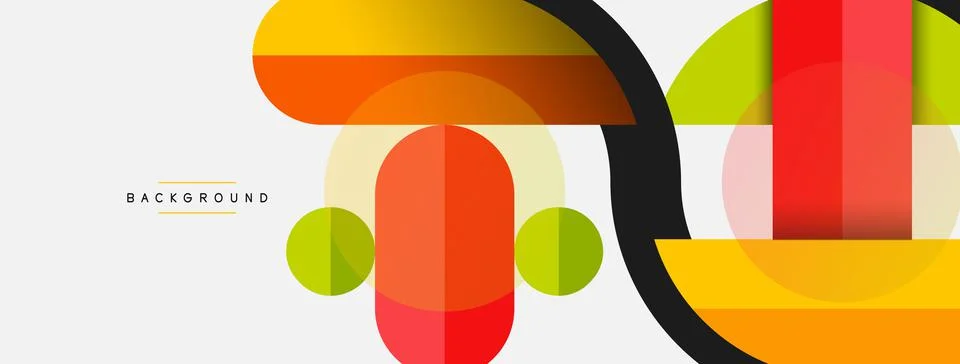 Geometric shapes composition abstract background. Circles lines and rectangles Stockillustratie