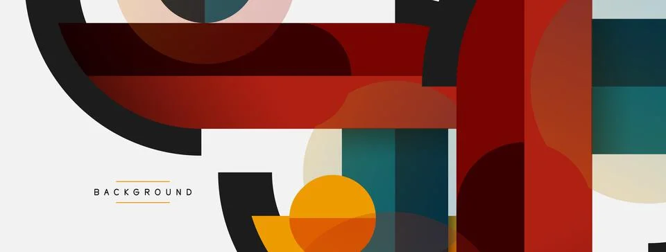 Geometric shapes composition abstract background. Circles lines and rectangles イラスト素材