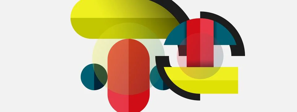 Geometric shapes composition abstract background. Circles lines and rectangles Stockillustratie