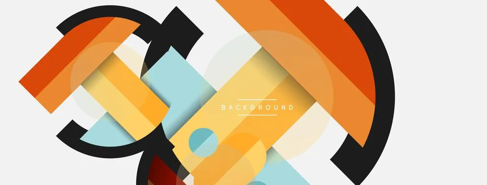 Geometric shapes composition abstract background. Circles lines and rectangles Stockillustratie