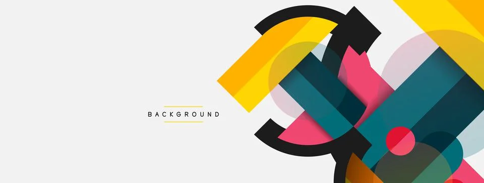 Geometric shapes composition abstract background. Circles lines and rectangles Illustrazione stock