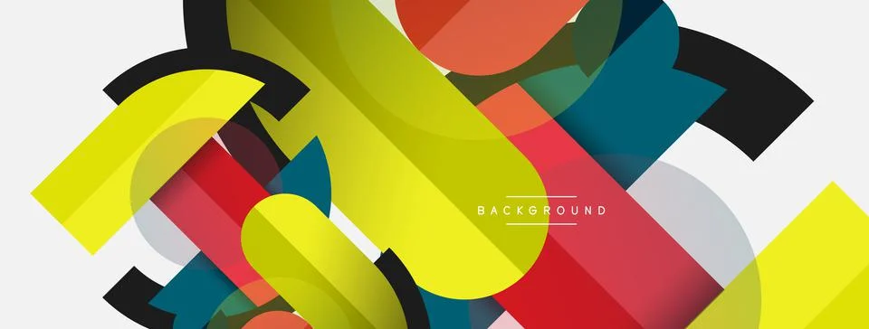 Geometric shapes composition abstract background. Circles lines and rectangles Stockillustratie