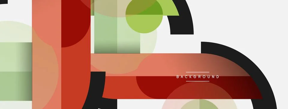 Geometric shapes composition abstract background. Circles lines and rectangles Stock Illustration