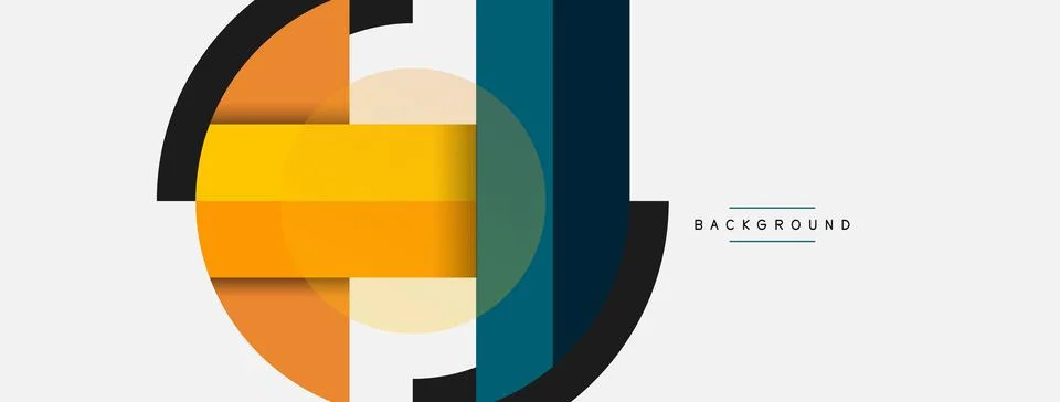 Geometric shapes composition abstract background. Circles lines and rectangles Stock Illustration