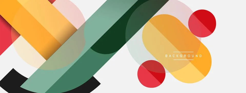 Geometric shapes composition abstract background. Circles lines and rectangles Stock Illustration