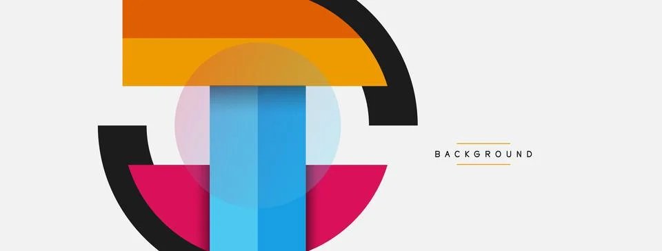 Geometric shapes composition abstract background. Circles lines and rectangles Stockillustratie