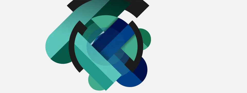 Geometric shapes composition abstract background. Circles lines and rectangles Illustrazione stock