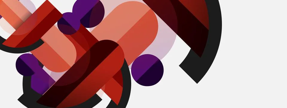 Geometric shapes composition abstract background. Circles lines and rectangles Illustrazione stock