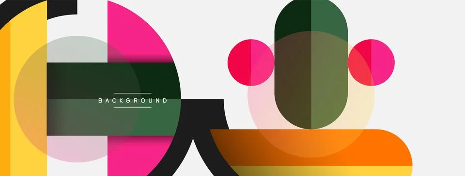 Geometric shapes composition abstract background. Circles lines and rectangles 스톡 일러스트