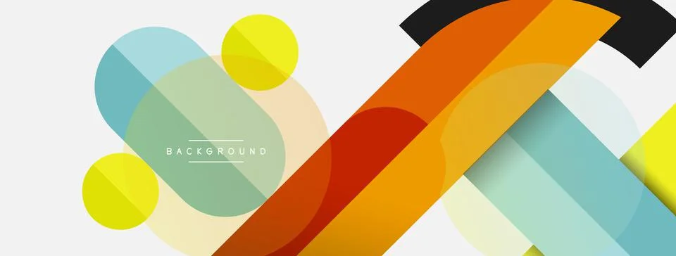 Geometric shapes composition abstract background. Circles lines and rectangles Illustrazione stock