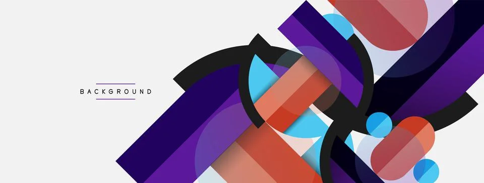 Geometric shapes composition abstract background. Circles lines and rectangles Illustration