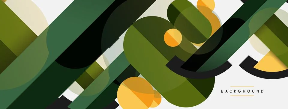 Geometric shapes composition abstract background. Circles lines and rectangles Stock Illustration