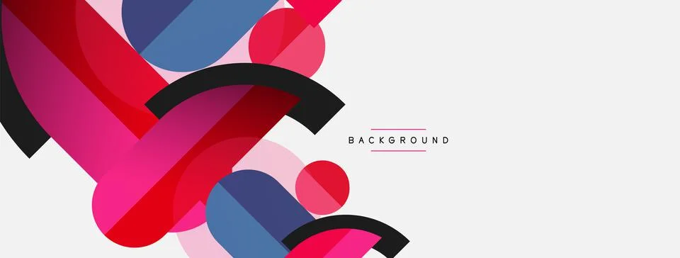 Geometric shapes composition abstract background. Circles lines and rectangles Stock Illustration