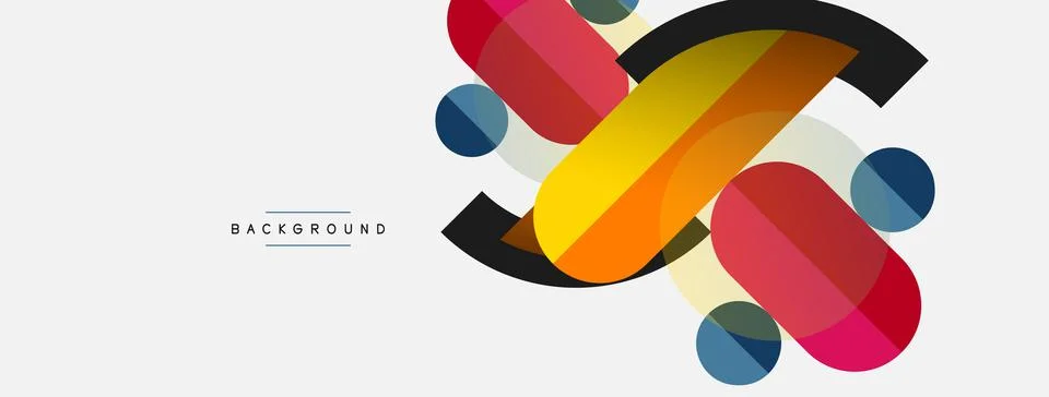 Geometric shapes composition abstract background. Circles lines and rectangles Stock Illustration