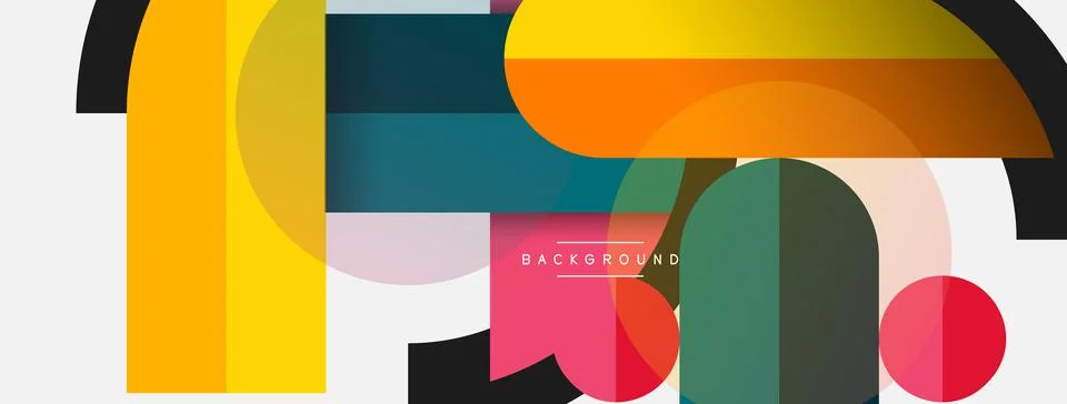 Geometric shapes composition abstract background. Circles lines and rectangles Stock Illustration