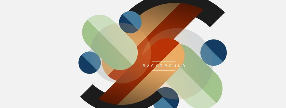 Geometric shapes composition abstract background. Circles lines and rectangles Illustrazione stock