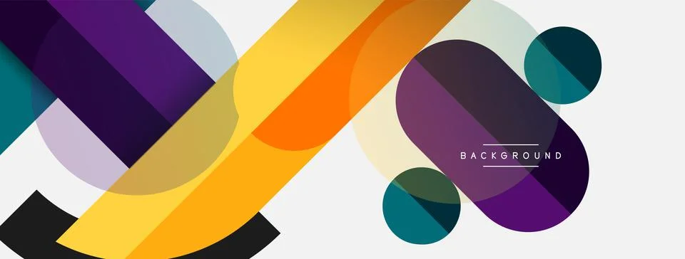 Geometric shapes composition abstract background. Circles lines and rectangles Illustrazione stock