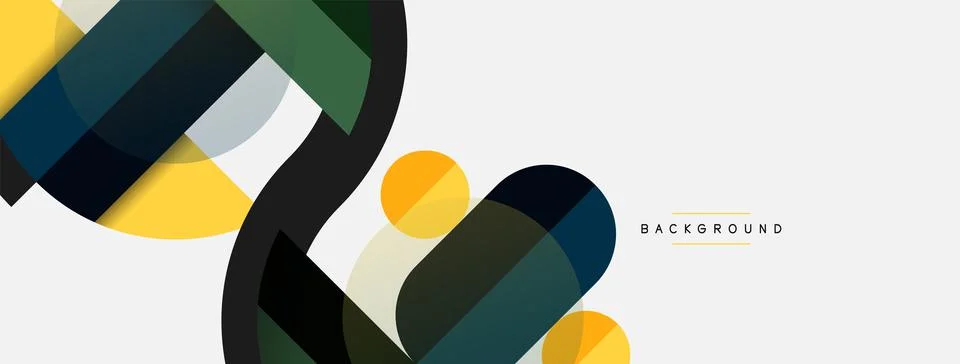 Geometric shapes composition abstract background. Circles lines and rectangles Illustrazione stock