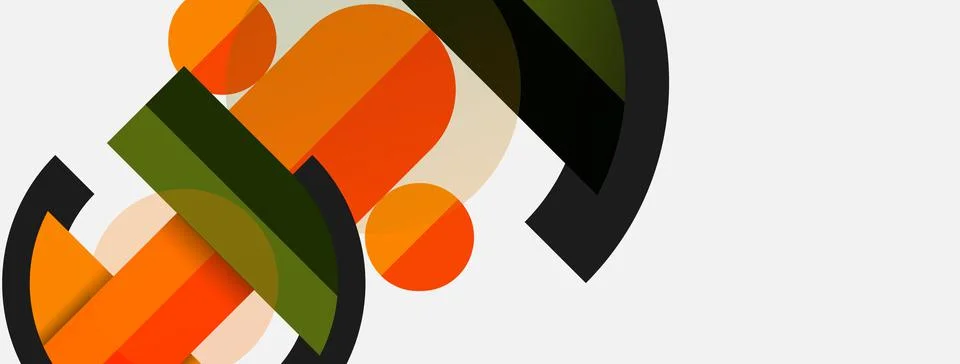Geometric shapes composition abstract background. Circles lines and rectangles Illustrazione stock