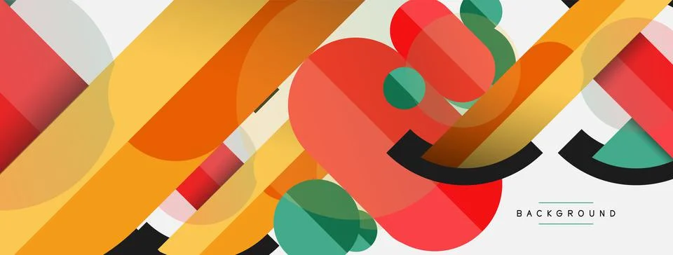 Geometric shapes composition abstract background. Circles lines and rectangles Stock Illustration