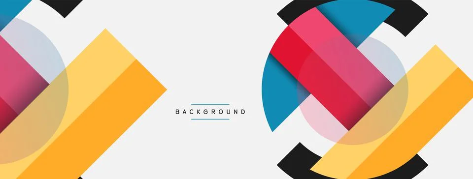 Geometric shapes composition abstract background. Circles lines and rectangles Stock Illustration