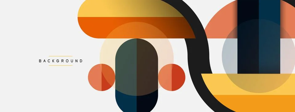 Geometric shapes composition abstract background. Circles lines and rectangles Illustrazione stock