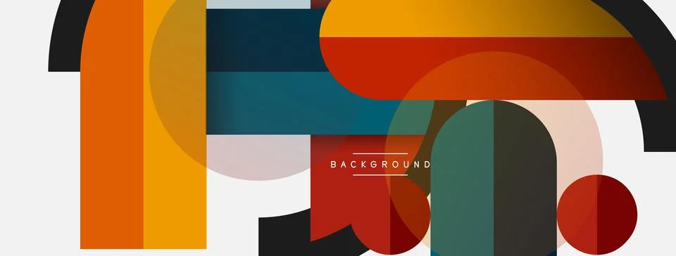 Geometric shapes composition abstract background. Circles lines and rectangles Illustrazione stock