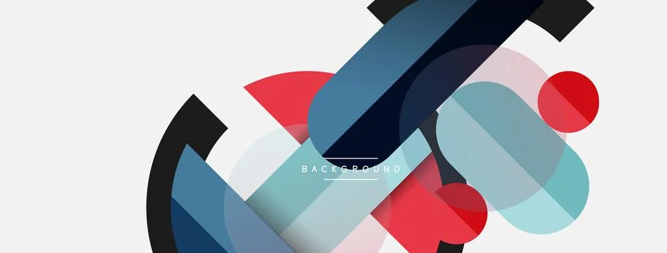 Geometric shapes composition abstract background. Circles lines and rectangles Stock Illustration