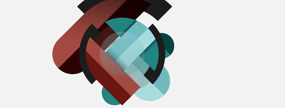Geometric shapes composition abstract background. Circles lines and rectangles Illustrazione stock