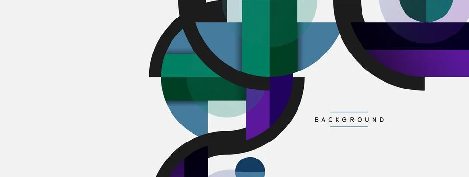Geometric shapes composition abstract background. Circles lines and rectangles イラスト素材
