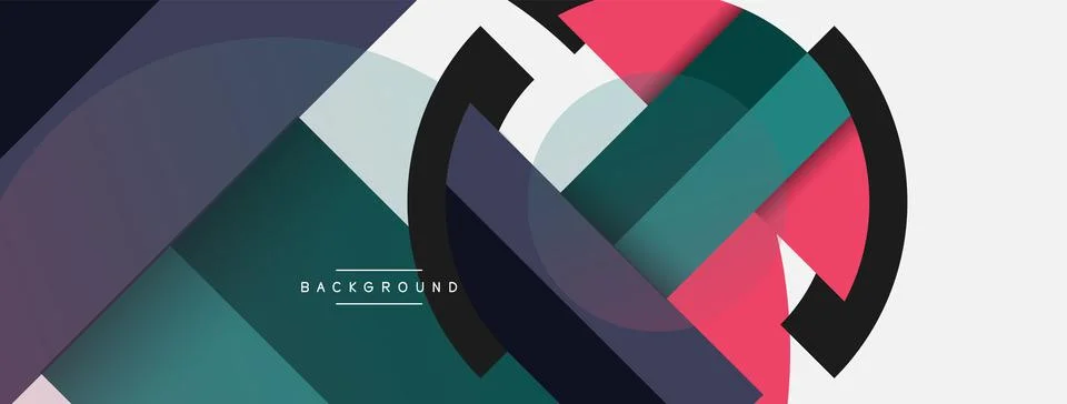 Geometric shapes composition abstract background. Circles lines and rectangles 스톡 일러스트