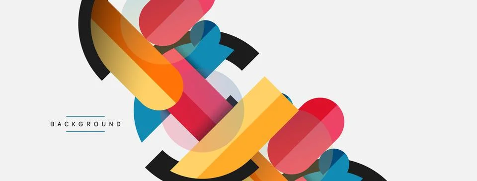 Geometric shapes composition abstract background. Circles lines and rectangles イラスト素材