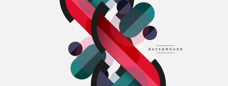 Geometric shapes composition abstract background. Circles lines and rectangles Illustrazione stock