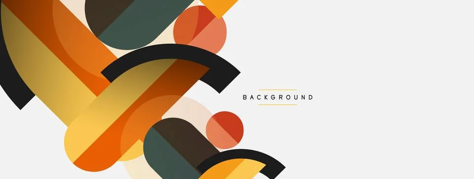 Geometric shapes composition abstract background. Circles lines and rectangles Stock Illustration