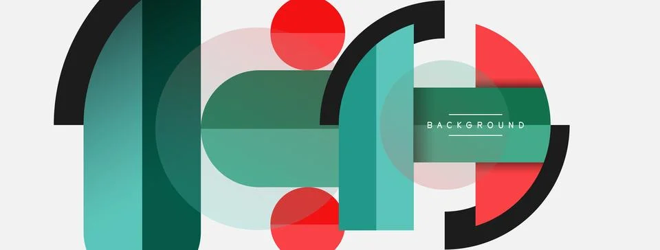Geometric shapes composition abstract background. Circles lines and rectangles Stock Illustration