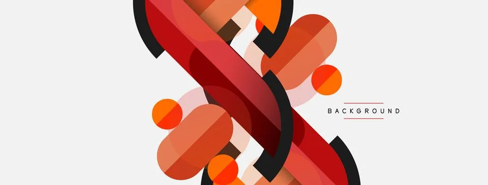 Geometric shapes composition abstract background. Circles lines and rectangles Stock Illustration