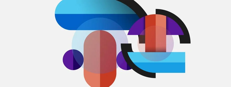 Geometric shapes composition abstract background. Circles lines and rectangles Stock Illustration