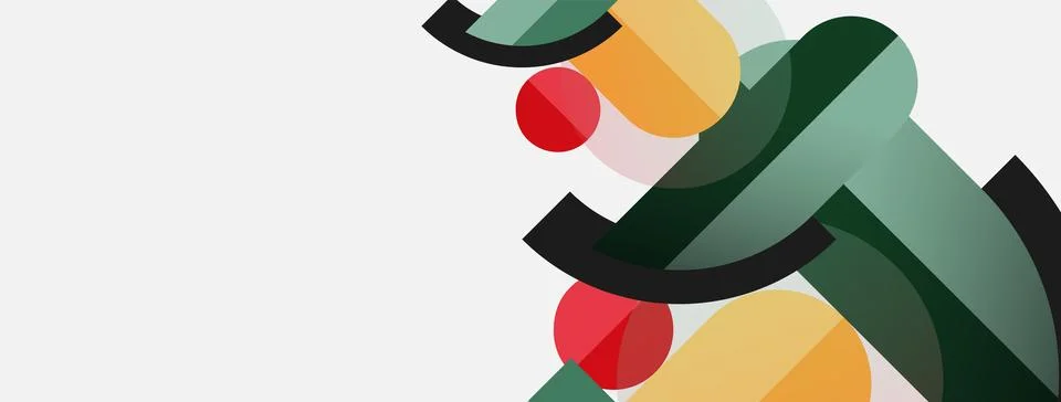 Geometric shapes composition abstract background. Circles lines and rectangles Stock Illustration
