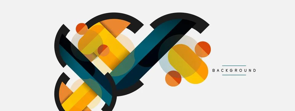Geometric shapes composition abstract background. Circles lines and rectangles Illustrazione stock