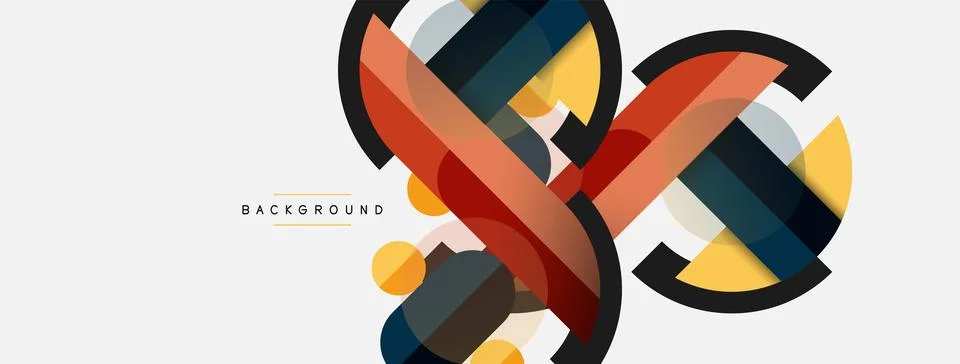 Geometric shapes composition abstract background. Circles lines and rectangles Stockillustratie