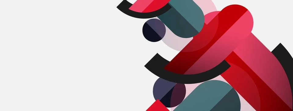Geometric shapes composition abstract background. Circles lines and rectangles 스톡 일러스트