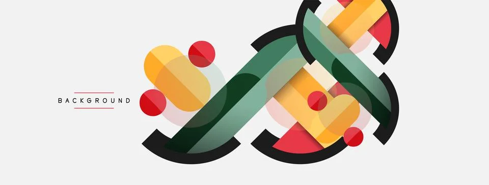 Geometric shapes composition abstract background. Circles lines and rectangles Illustrazione stock
