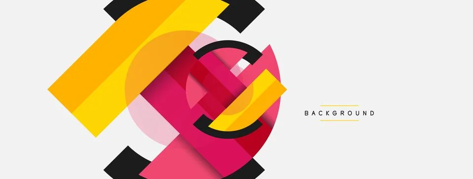 Geometric shapes composition abstract background. Circles lines and rectangles Stock Illustration