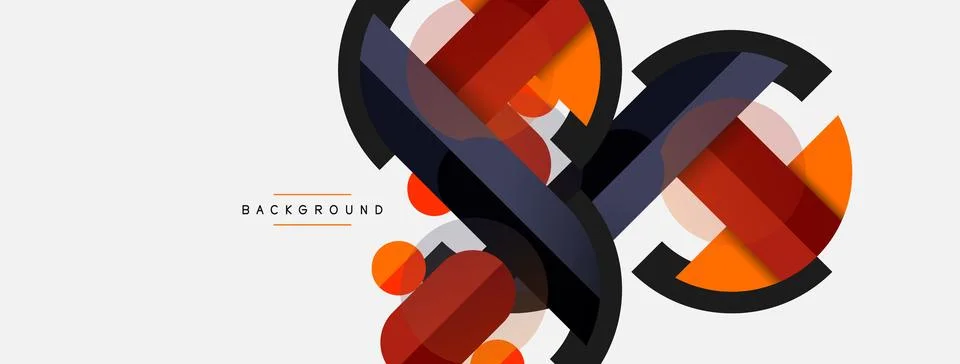 Geometric shapes composition abstract background. Circles lines and rectangles Stockillustratie