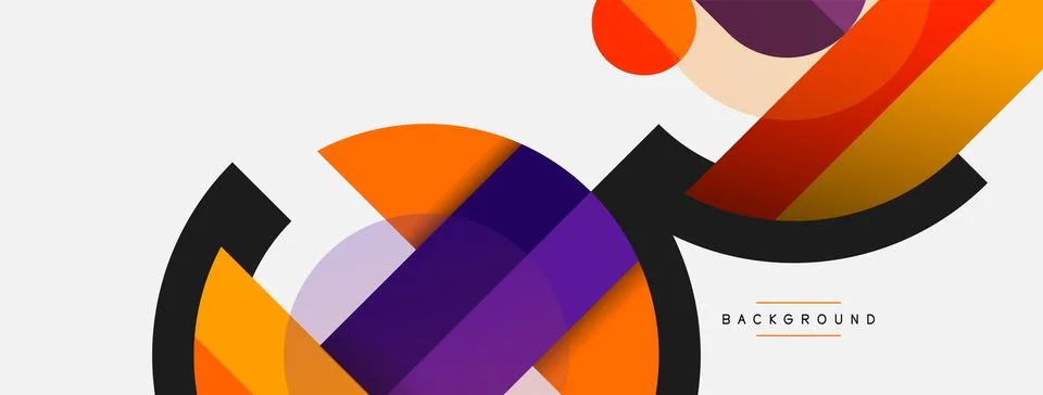 Geometric shapes composition abstract background. Circles lines and rectangles Stock Illustration