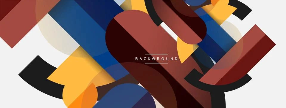 Geometric shapes composition abstract background. Circles lines and rectangles Stockillustratie