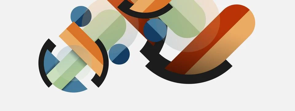 Geometric shapes composition abstract background. Circles lines and rectangles 스톡 일러스트