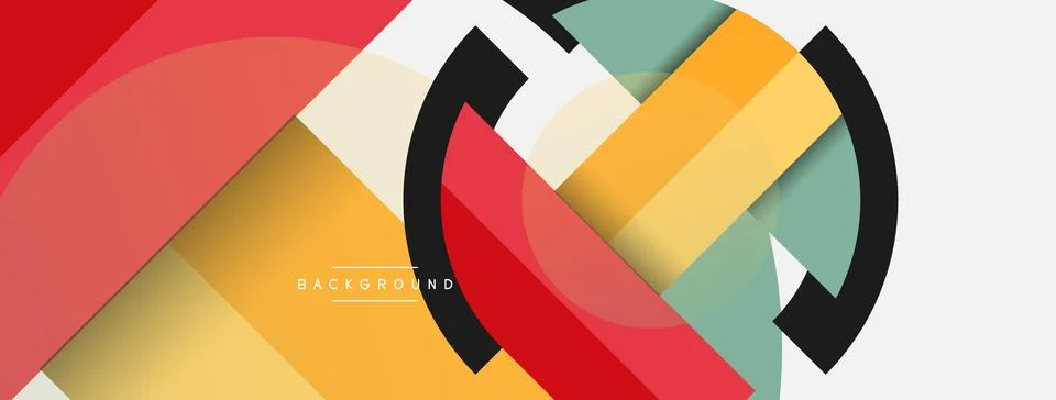 Geometric shapes composition abstract background. Circles lines and rectangles Illustrazione stock
